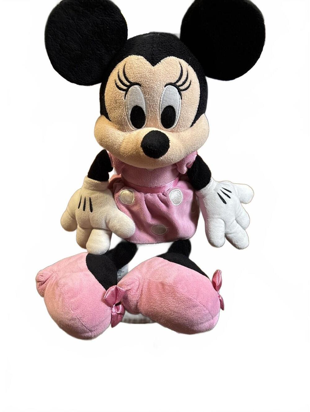 Disney Minnie Mouse Plush Doll Pink Dress Soft Stuffed Toy